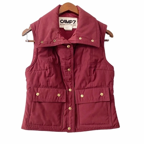 CAMP7 Maroon Thinsulate Snap Button Vest Pockets Unisex Youth Size 10 Casual